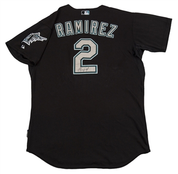 2008 Hanley Ramirez Game Used and Signed Florida Marlins Alternate Home Jersey (Phillies Charities LOA & JSA)